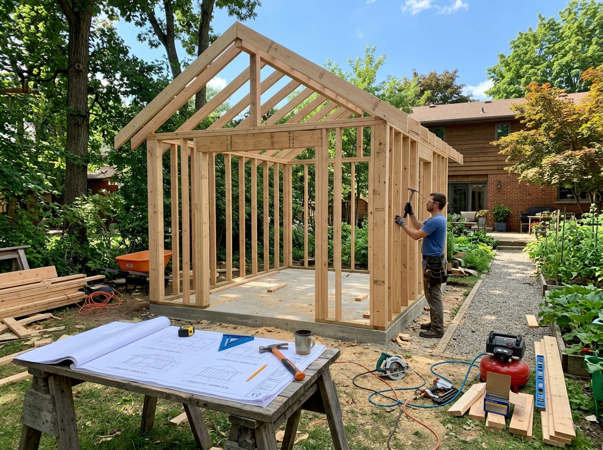 Backyard DIY construction framing